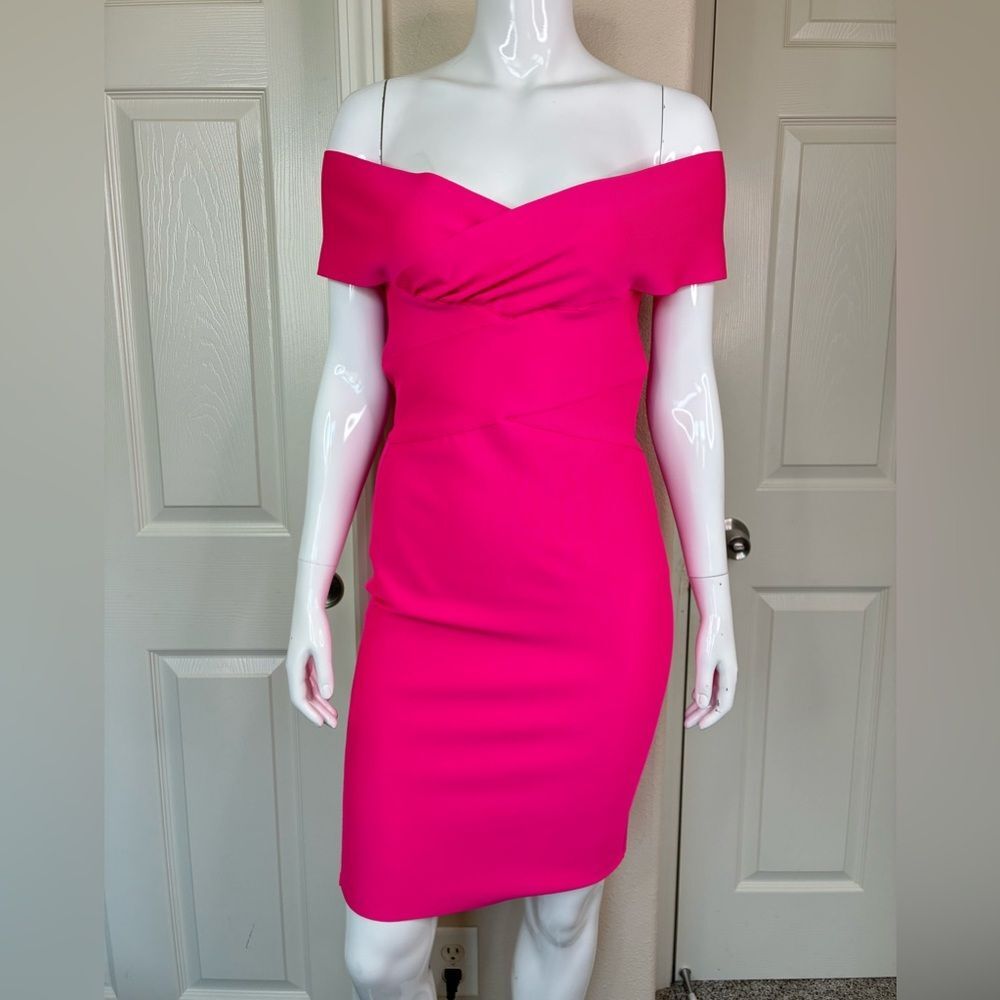 Boohoo Sexy Off Shoulder Women’s Mini Dress Pink Bodycon New Size 10
